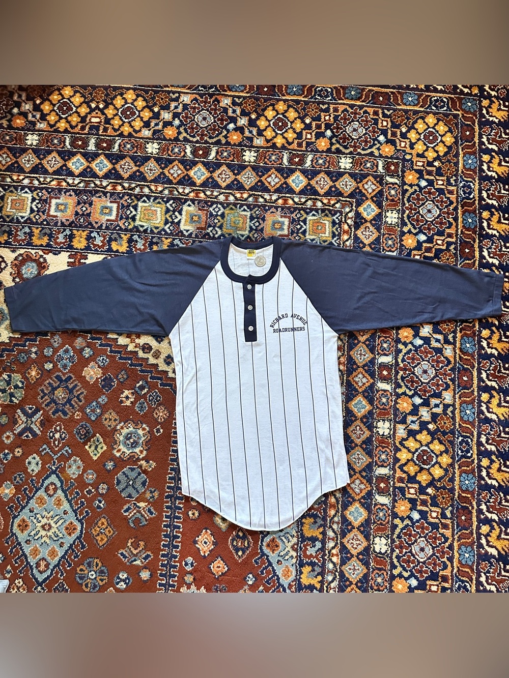 Vintage Velva Sheen Pinstripe Baseball Henley Tee